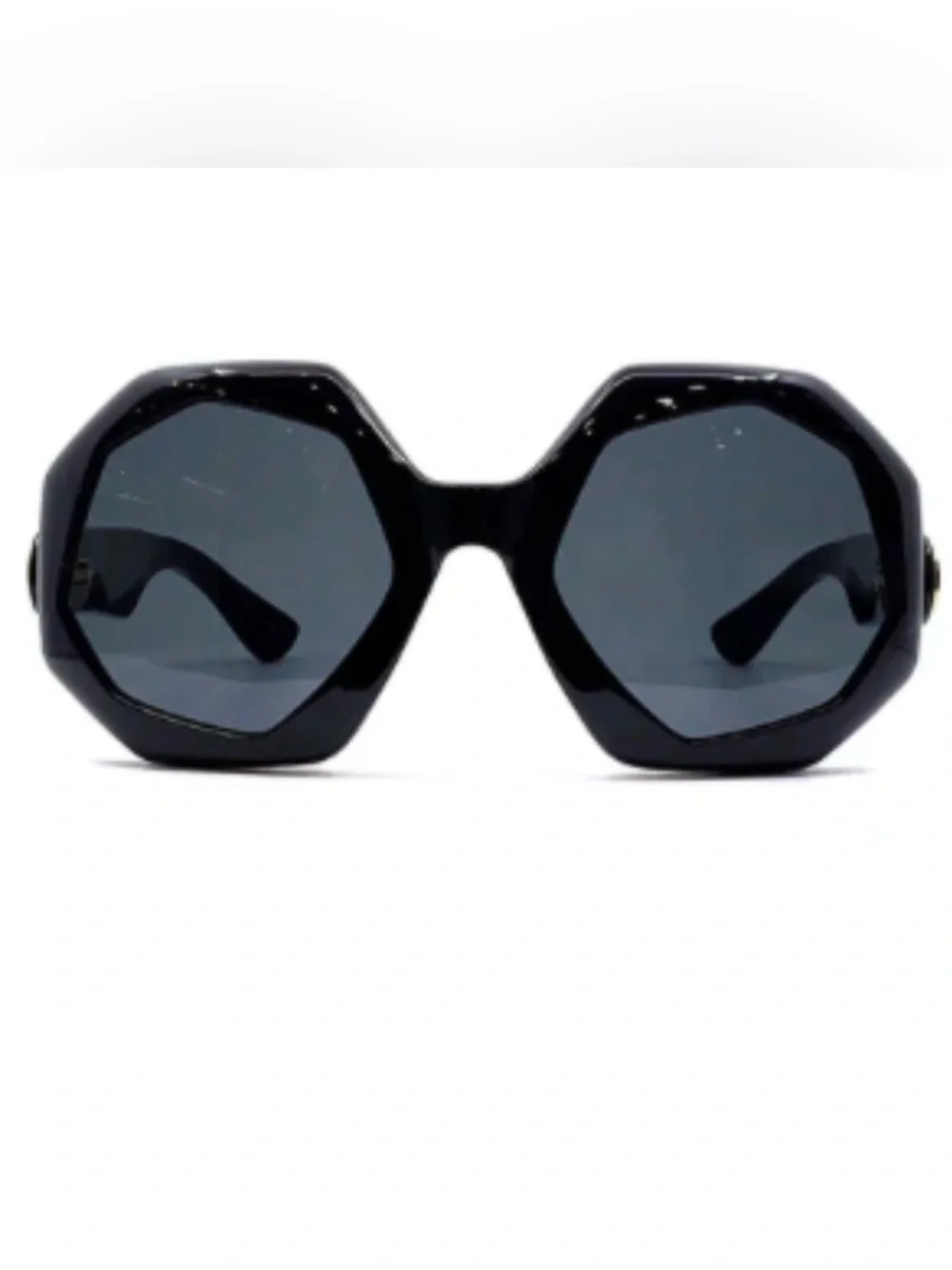 GUCCI Italy NEW GG1242S Geometric Black Lens Black Frame Gold Logo Sunglasses